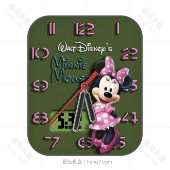 迪士尼disney卡通绿色米妮表盘.clock