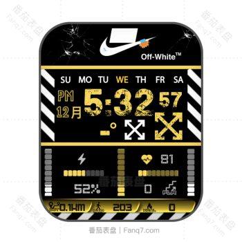 nike耐克黑色底黄色文字表盘.clock