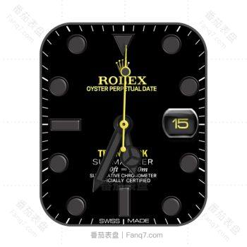 劳力士ROLEX黑色底黄色logo表盘.clock