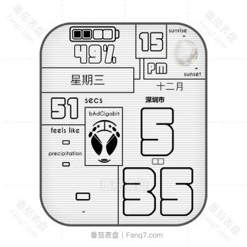 白色外星人头像简约数字表盘.clock