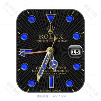 劳力士ROLEX黑色放射条纹蓝色刻度表盘.clock