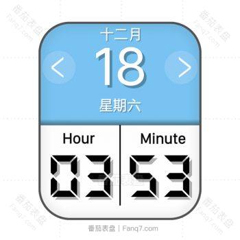 蓝白简约文字日历时间表盘.clock