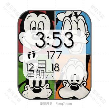 迪士尼米奇高飞布鲁托唐老鸭表盘.clock