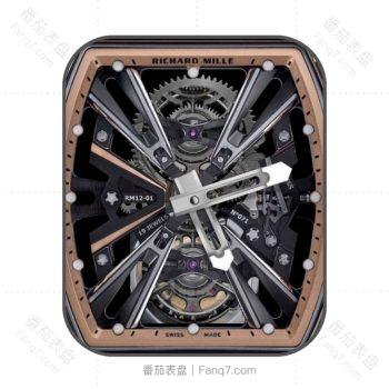理查德米尔RICHARD MILLE RM 12-01棕色边黑色炫酷机械表盘.clock