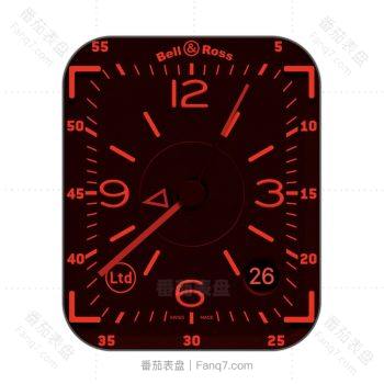 bell & ross 柏莱士黑底红色罗马数字表盘.clock