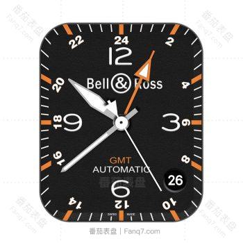bell & ross 柏莱士黑底橙色指针罗马数字表盘.clock