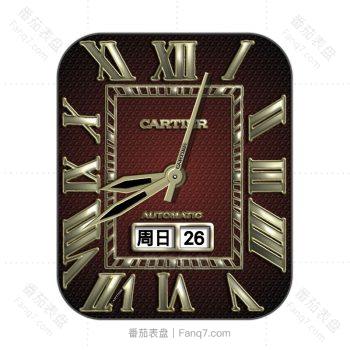 Cartier卡地亚暗红色金色条纹高级表盘.clock