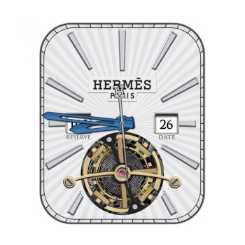 爱马仕Hermes白色底灰色放射条纹重力飞陀黑边表盘.clock