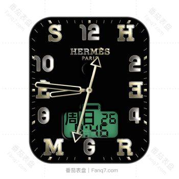 爱马仕Hermes黑底复古绿色表盘.clock