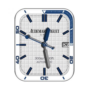 爱彼Audemars Piguet白色方格蓝色刻度表盘.clock