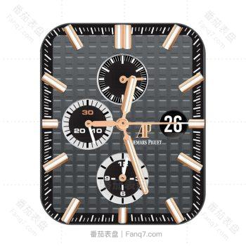 爱彼Audemars Piguet黑方格玫瑰金色刻度三盘表盘.clock