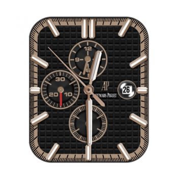 爱彼Audemars Piguet黑方格玫瑰金色刻度三盘表盘.clock