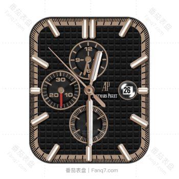 爱彼Audemars Piguet黑方格玫瑰金色刻度三盘表盘.clock