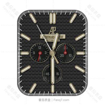 爱彼Audemars Piguet黑方格金色刻度三盘表盘.clock