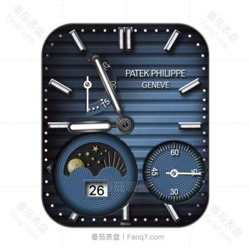 partek philippe百达翡丽深蓝色条纹日月双盘表盘.clock