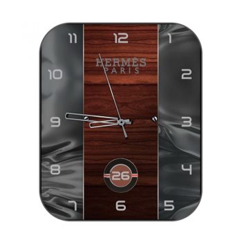 爱马仕Hermes灰色丝绸段原生红木表盘.clock