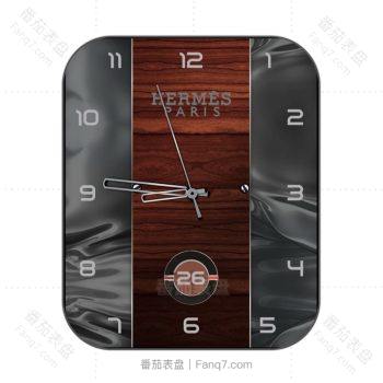 爱马仕Hermes灰色丝绸段原生红木表盘.clock