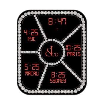 Jacob&co 杰克宝黑底镶钻圈红色字母表盘.clock