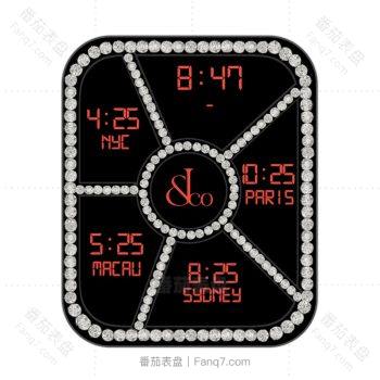 Jacob&co 杰克宝黑底镶钻圈红色字母表盘.clock