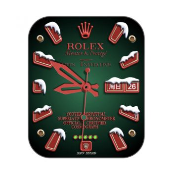 劳力士ROLEX圣诞主题绿底红色刻度表盘.clock