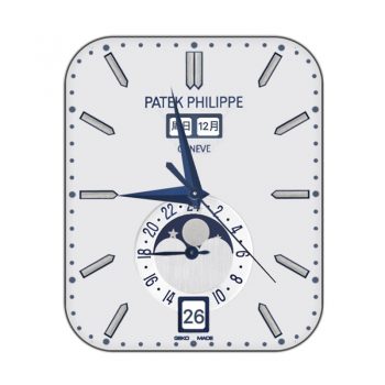 partek philippe百达翡丽白底蓝色刻度日月表盘.clock