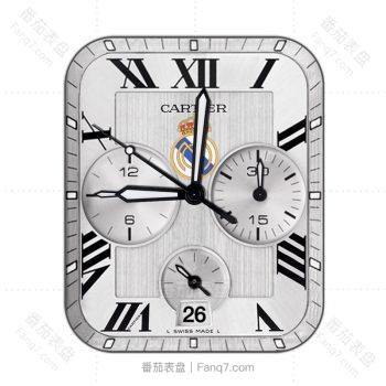 Cartier卡地亚皇家马德里(Realmadrid)球队银色表盘.clock