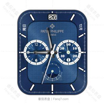 partek philippe百达翡丽蓝色方格深蓝色边高级表盘.clock