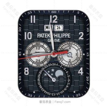 partek philippe百达翡丽深蓝色编织纹方格日月表盘.clock