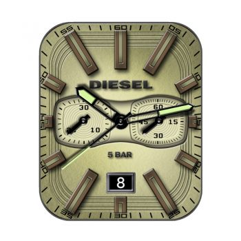 diesel棕绿眼镜造型复古表盘.clock