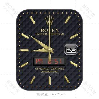 劳力士ROLEX黑色几何图格金色刻度表盘.clock