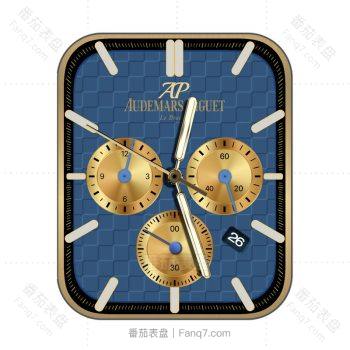 爱彼Audemars Piguet海洋蓝方格黄铜色三盘表盘.clock