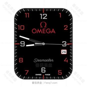 OMEGA 欧米茄黑底红色刻度简约表盘.clock