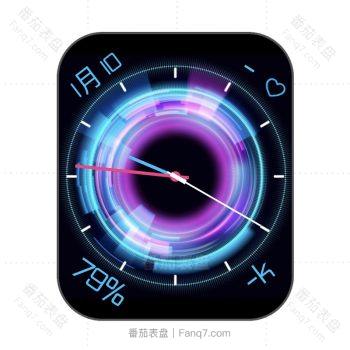 蓝紫色朋克风格圆环隧道表盘.clock