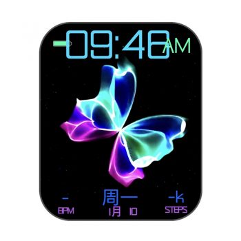 动态蓝紫色幻彩蝴蝶飞舞表盘.clock