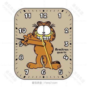 可爱的加菲猫土色背景卡通表盘.clock