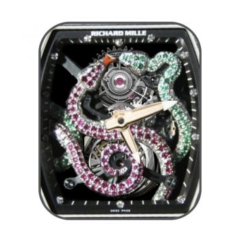 理查德米尔RICHARD MILLE翡翠蟒蛇粉色钻石RM014机械表盘.clock