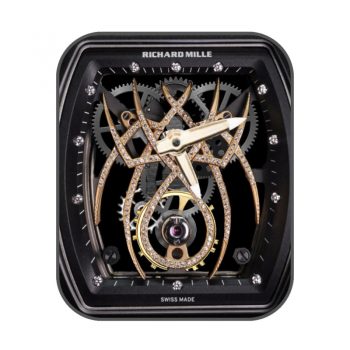 理查德米尔RICHARD MILLE黑色机械底金属蜘蛛纹路RM19-01机械表盘.clock