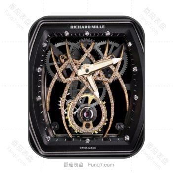 理查德米尔RICHARD MILLE黑色机械底金属蜘蛛纹路RM19-01机械表盘.clock