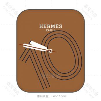 棕色爱马仕hermes线性时针表盘.clock