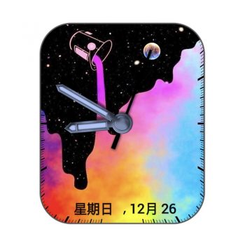 太空宇宙paint颜料涂鸦星空蓝橙粉唯美表盘.clock