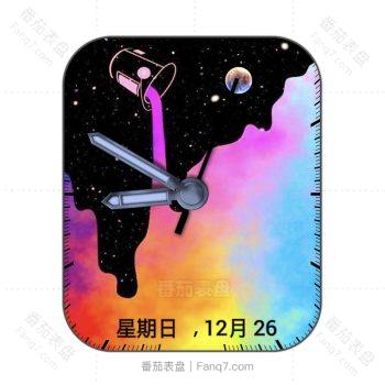 太空宇宙paint颜料涂鸦星空蓝橙粉唯美表盘.clock