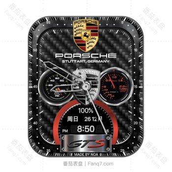 Porsche保时捷黑色编织纹理表盘.clock