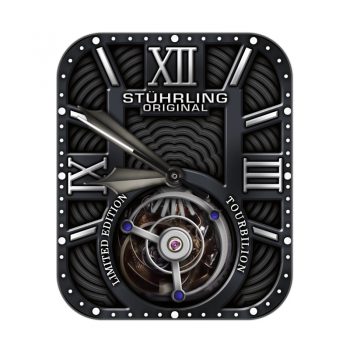 施图霖Stuhrling黑色重力飞陀机械表盘.clock