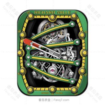RICHARD MILLE RM-59理查德米勒黄绿高级机械表盘.clcok