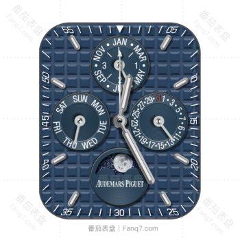 爱彼Audemars Piguet蓝色方格日月三盘表盘.clock