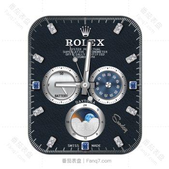 劳力士ROLEX深蓝色皮纹三盘表盘.clock