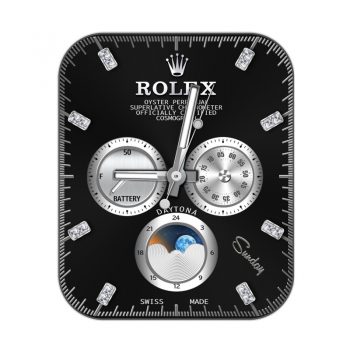 劳力士ROLEX黑色皮纹三盘表盘.clock