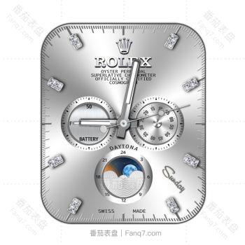 劳力士ROLEX银白色三盘表盘.clock