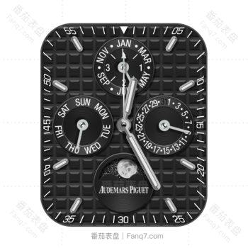爱彼Audemars Piguet黑色方格日月三盘表盘.clock