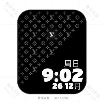 LOUIS VUITTON路易斯威登黑色白logo对半三角表盘.clock